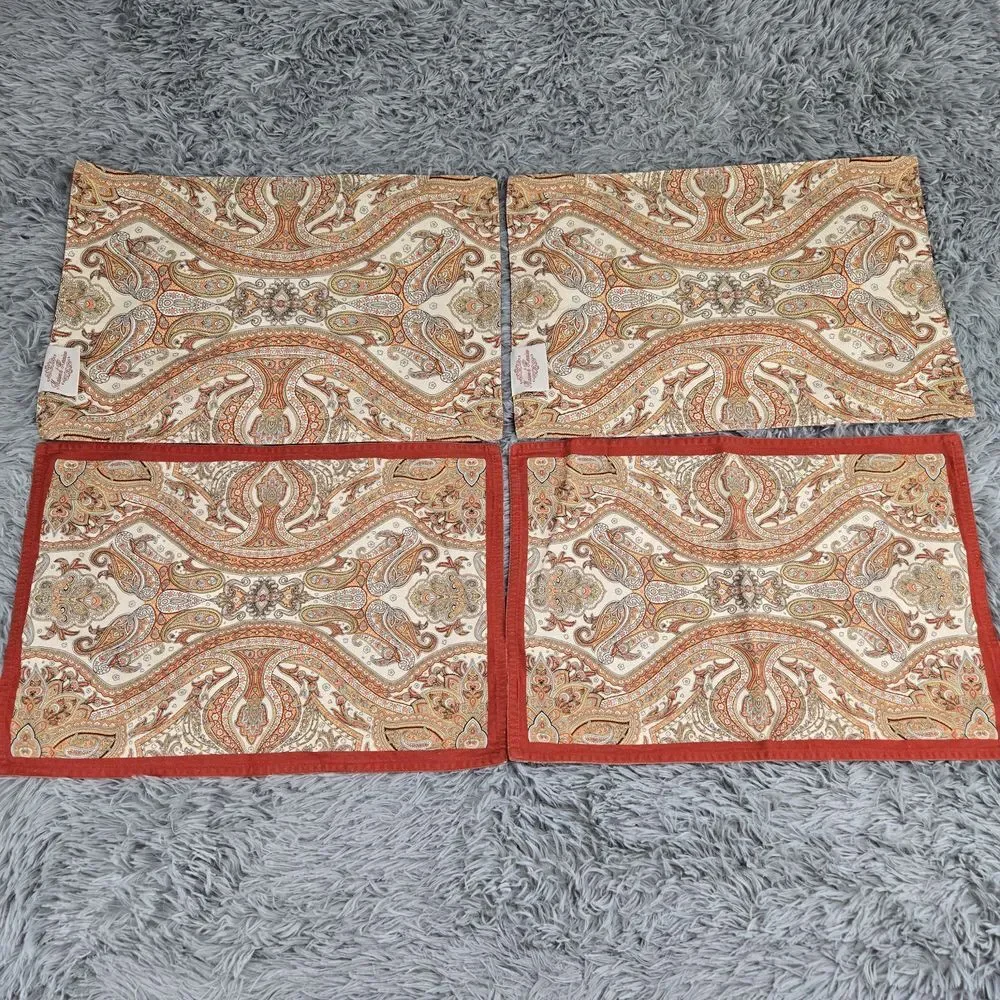 Set Of 4 Maison d' Hermine 18.5x13 Paisley 100%‎ Cotton Dining Table Placements